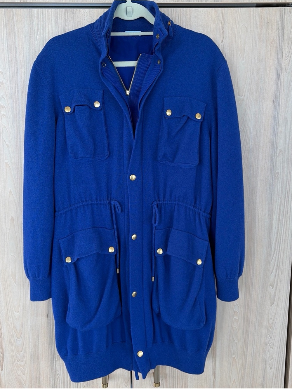 Malo Italy 100% Cashmere Jacket Women’s EU 42 Royal Blue Silk Lined Full Zip - Picture 2 of 11
